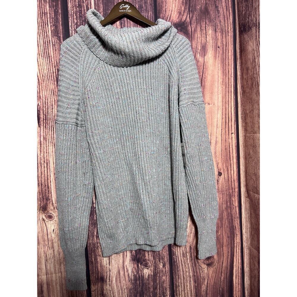 Free People Sweater Gray Oversized Mock Neck Cozy Women Size X Small Knit NEW